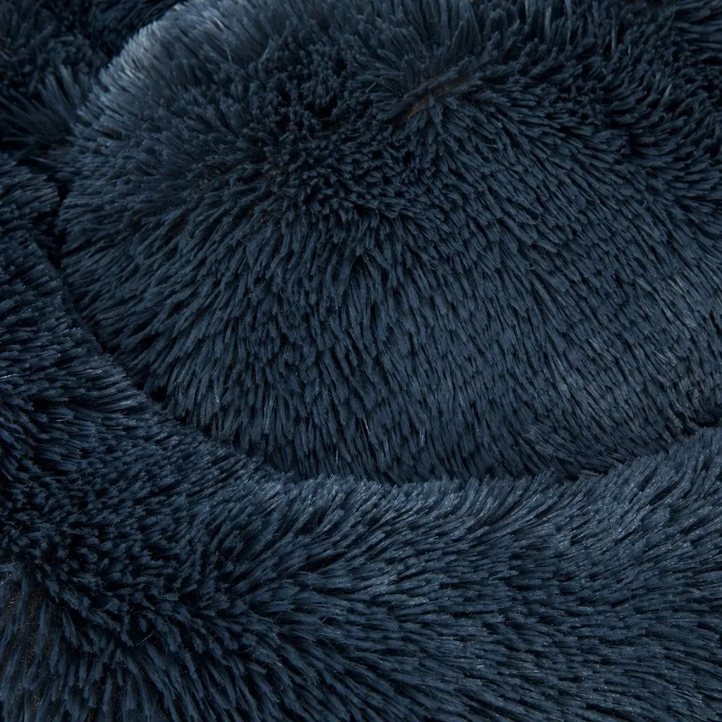 Pet Bed Donut Nest Calming XXXL Dark Grey Plush Non-Slip Bottom