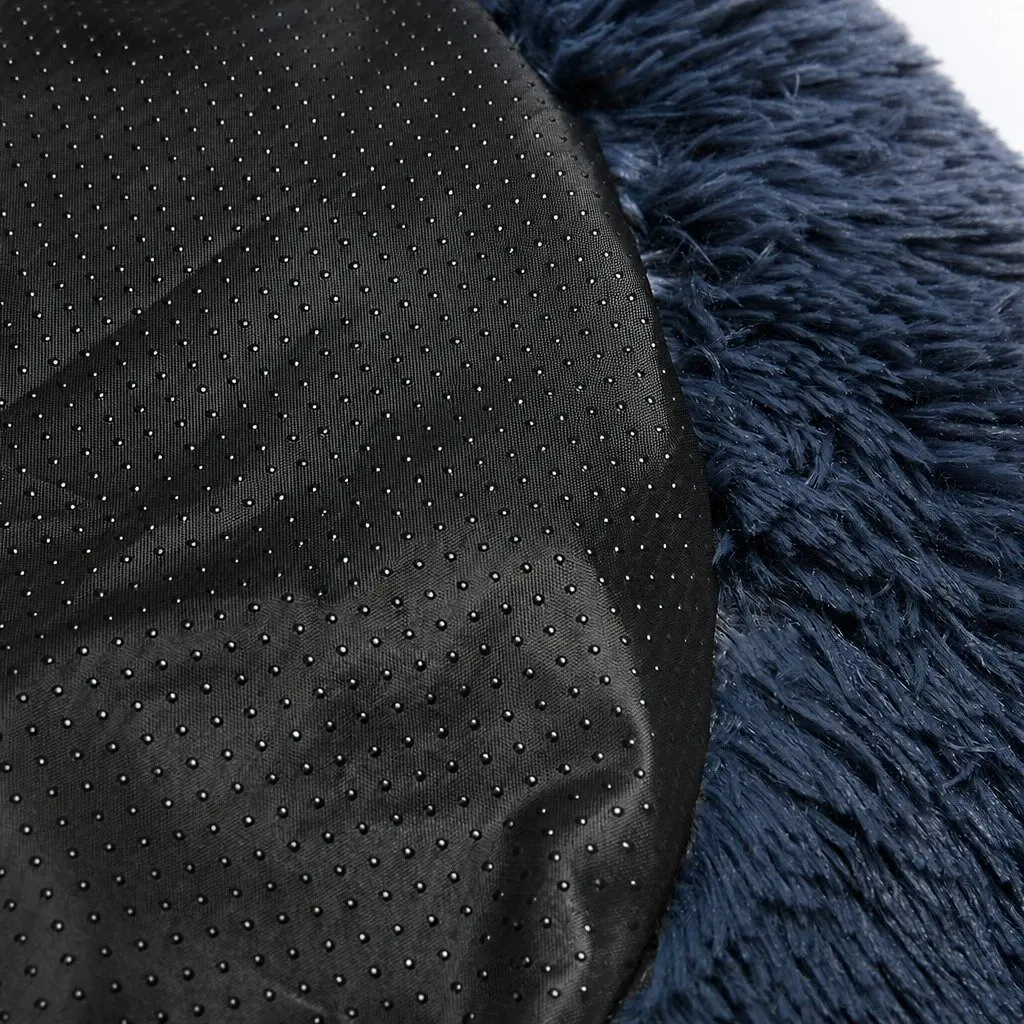 Pet Bed Donut Nest Calming XXXL Dark Grey Plush Non-Slip Bottom