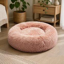 Pet Bed Donut-Shaped Dog Mattress XXX-Large Raised Rim Plush Comfort Pink