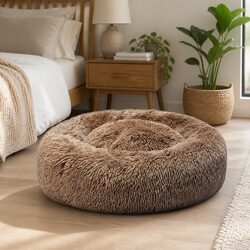 Pet Bed Donut-Shaped XXX-Large Brown Mattress Comfort Calming Non-Slip Washable