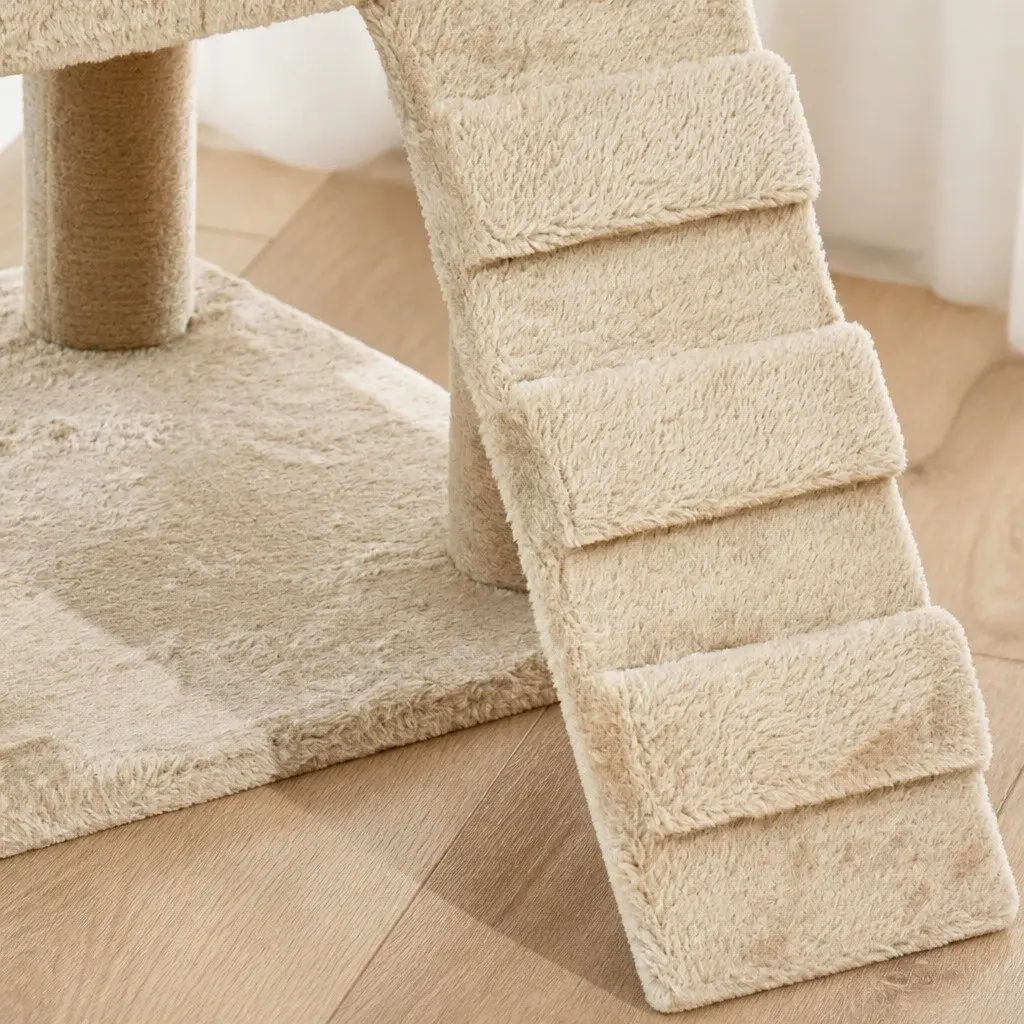 Cat Tree Multi-Level Climbing Frame Plush Beige