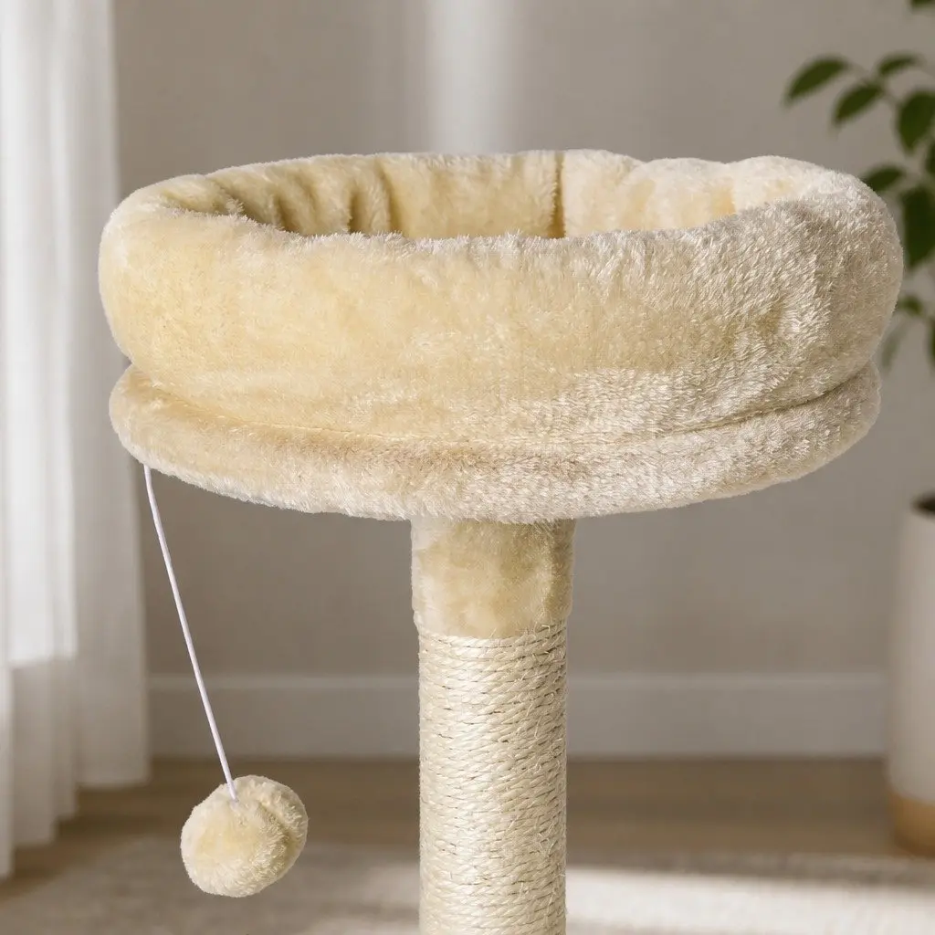 Cat Tree Scratching Post Multi-Level Climbing Tower Bed Cubby Plush Platform