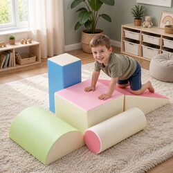 Kids Foam Climbing Blocks 5-Piece Soft Play Set Indoor Toddler Activity Toys