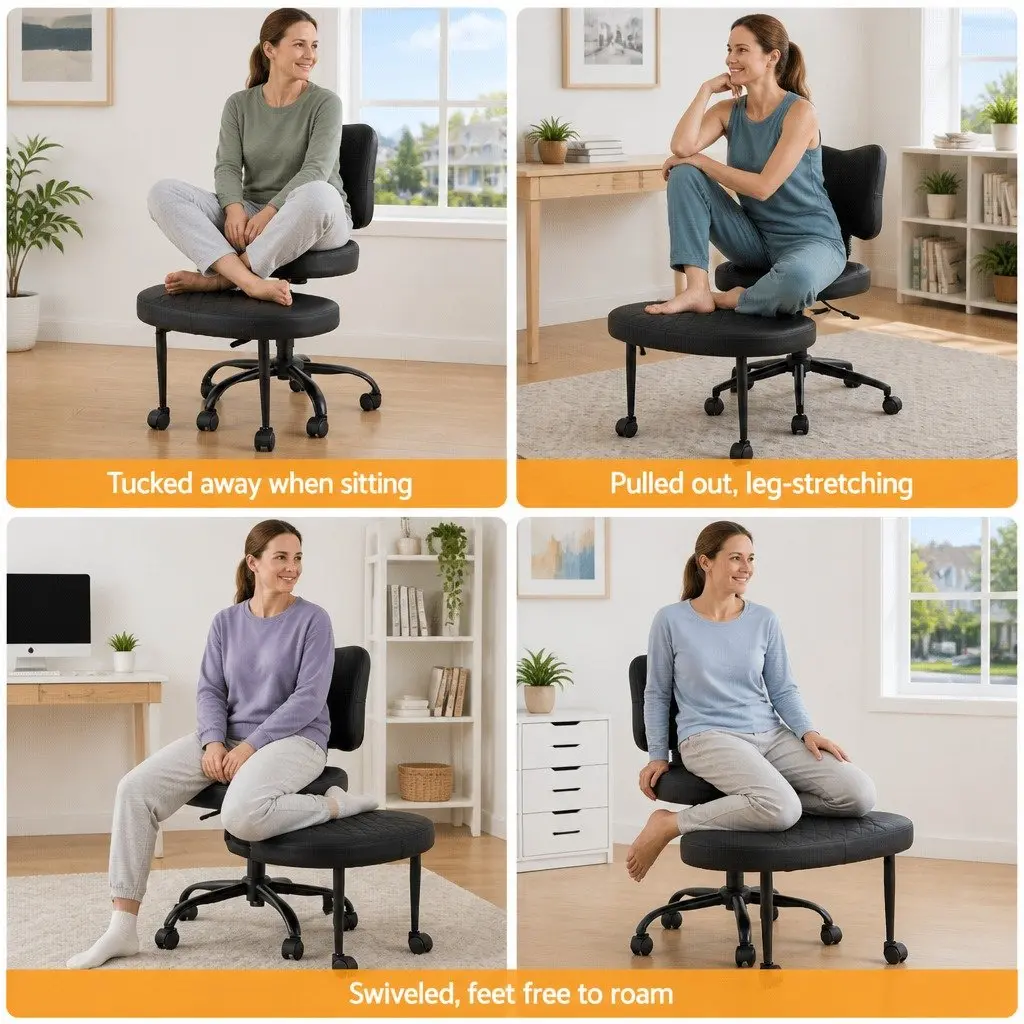 Kneeling Chair Cross Legged Meditation Seat Adjustable Height Office Desk