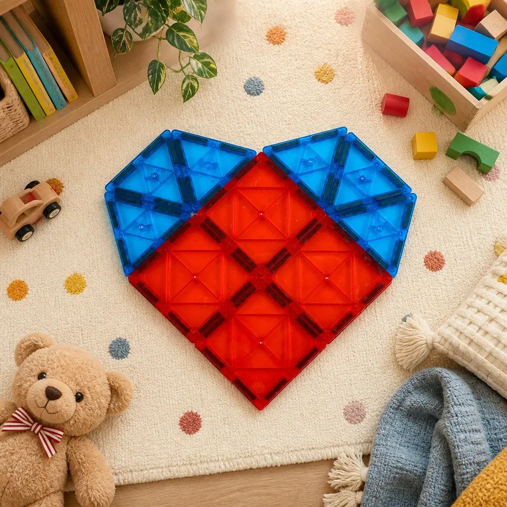 Magnetic Building Tiles Blocks Set 120 Pieces Creative Construction Toy Multi-colour