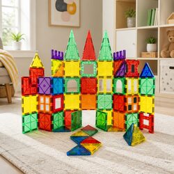 Magnetic Tiles Building Blocks Set Kids Toys Educational Creative Play 60 Pieces