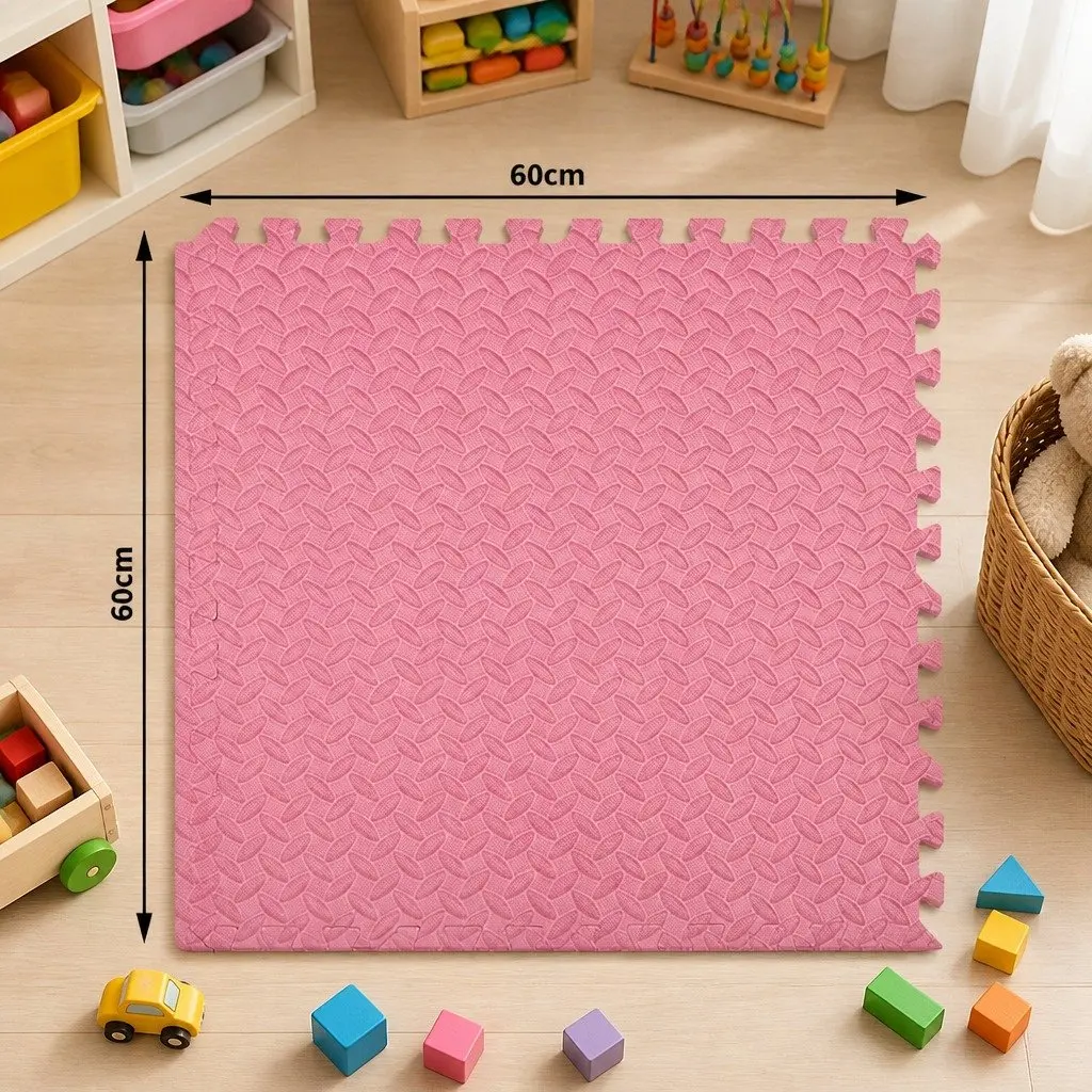 Kids EVA Foam Play Mat Soft Interlocking Puzzle Mats Pink 4 Pack