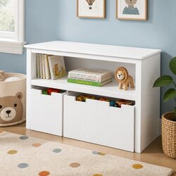 Kids Toy Storage Unit Organiser with Drawers and Shelves White Playroom