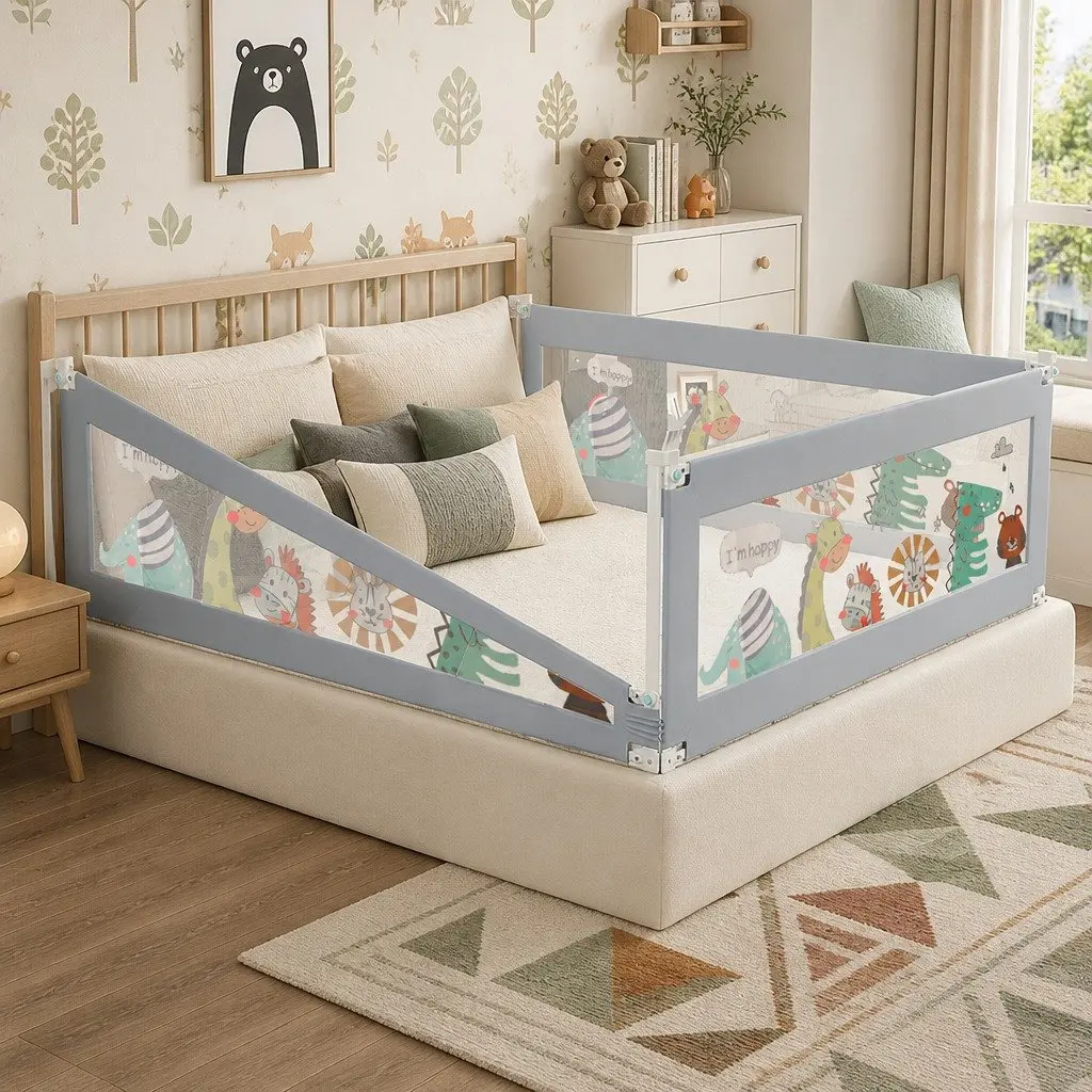 Kids Baby Bed Rail Guard Super King Adjustable Safety Barrier Folding Protection