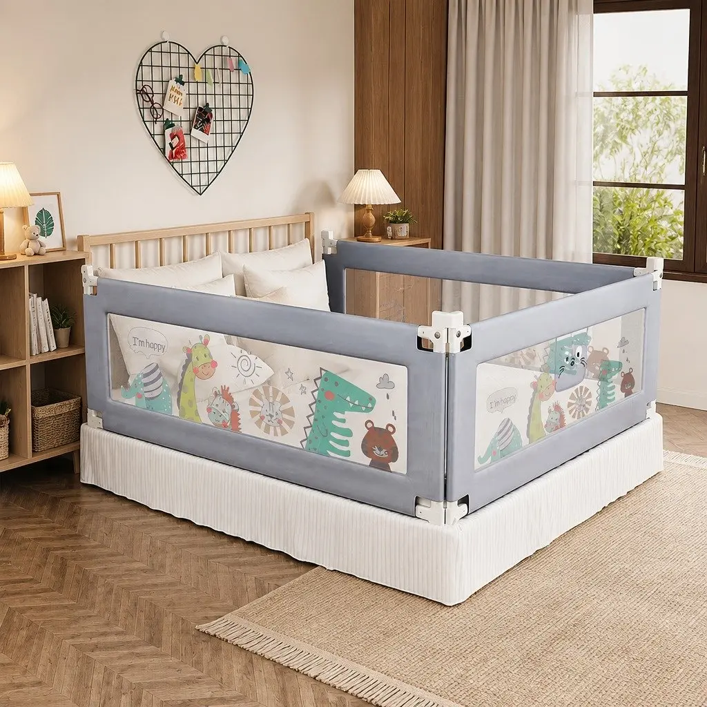 Kids Baby Bed Rail Guard Super King Adjustable Safety Barrier Folding Protection