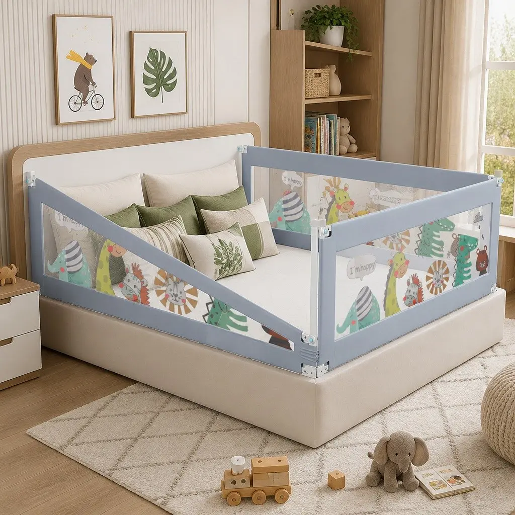 Kids Baby Safety Bed Rail Guard Adjustable Height Folding Barrier King Size