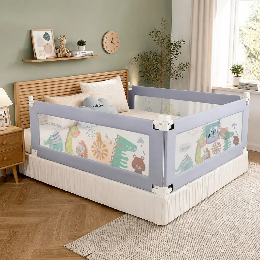 Kids Baby Safety Bed Rail Guard Adjustable Height Folding Barrier King Size
