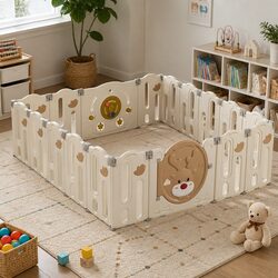 Kids Playpen Baby Safety Gate 18 Panel Foldable Indoor Outdoor Toddler Play Pen