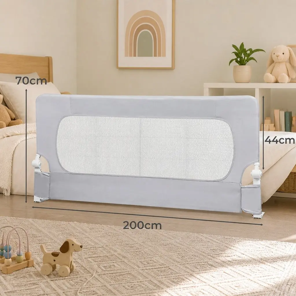 Bed Rail Kids Safety Guard Adjustable Folding Mesh Barrier for Child Sleep