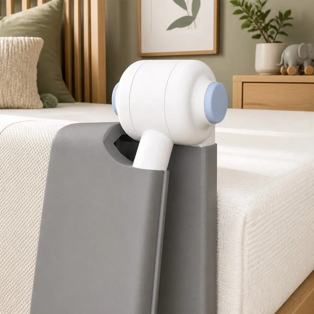 Adjustable Bed Rail Safety Guard Medium Folding Barrier Breathable Mesh Grey