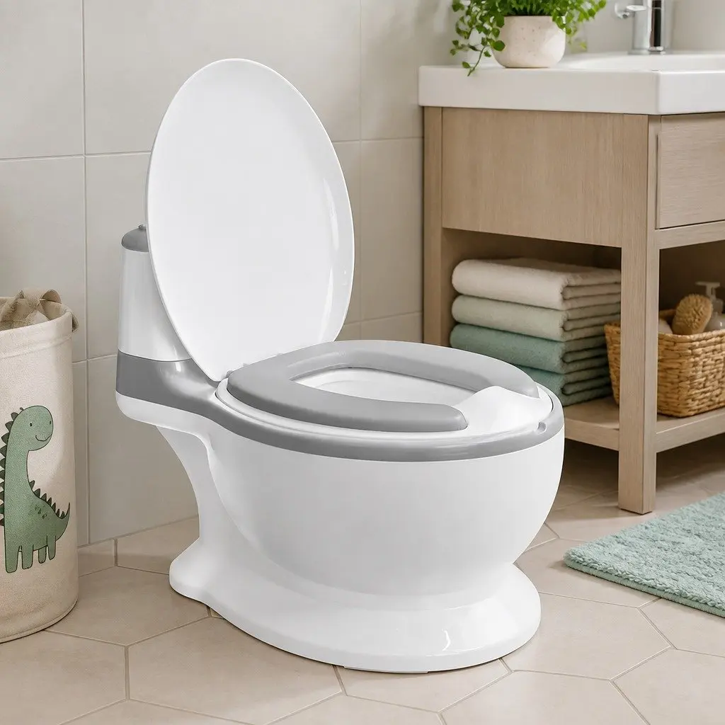 Kids Potty Trainer Seat Removable Bucket Grey