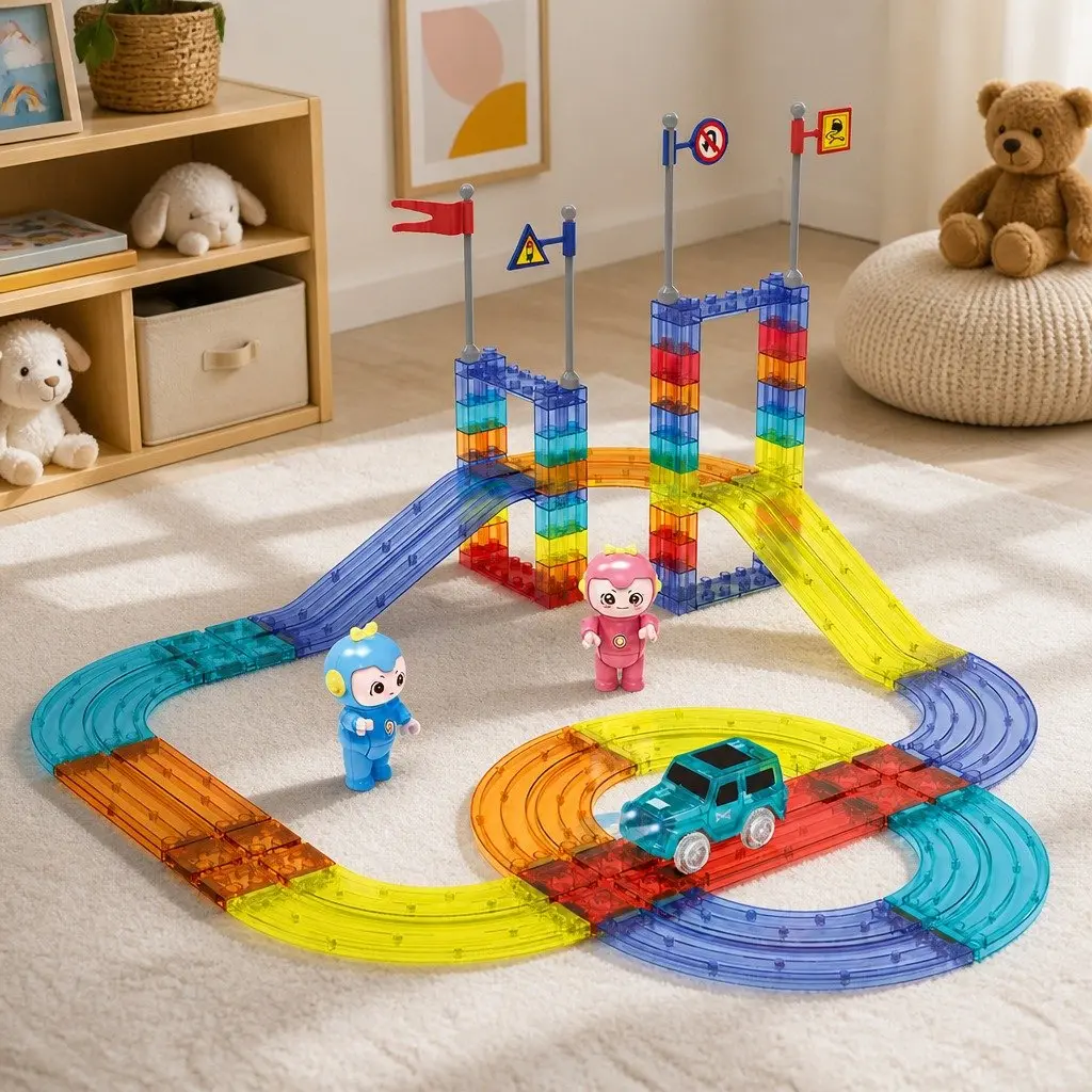 Magnetic Tiles Building Blocks Set Dinosaur Themed 63 Piece Multi-colour Educational Toy
