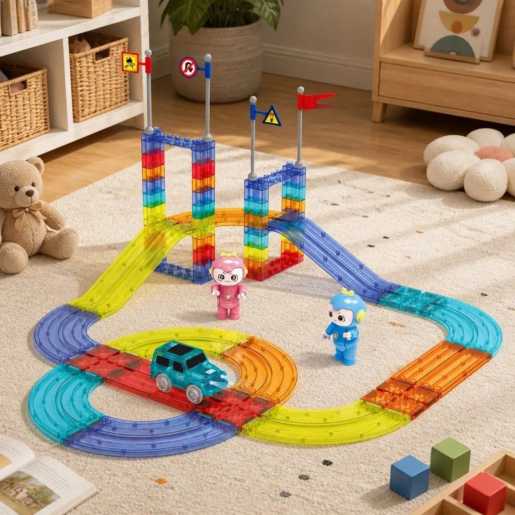 Magnetic Tiles Building Blocks Set Dinosaur Themed 63 Piece Multi-colour Educational Toy