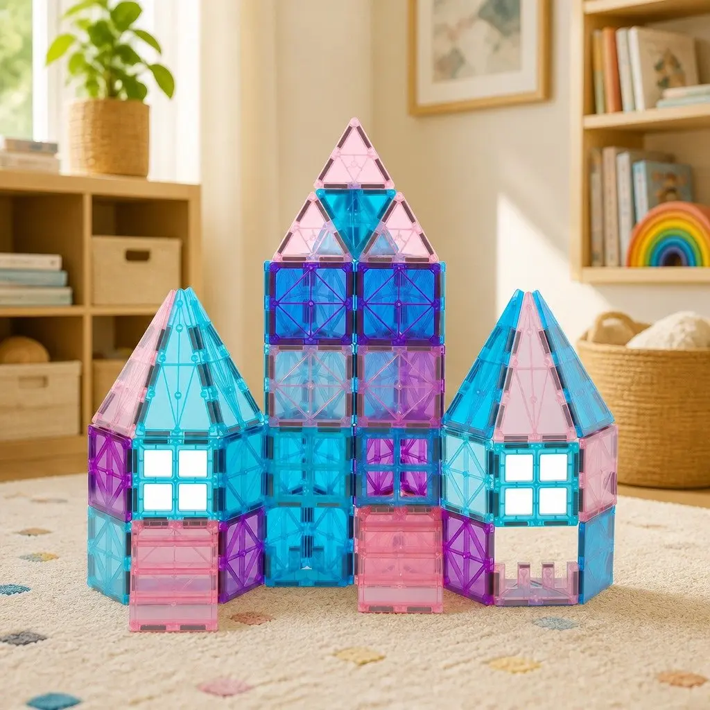 Magnetic Tiles Building Blocks Educational Construction Toy 100 Pieces Multi-colour