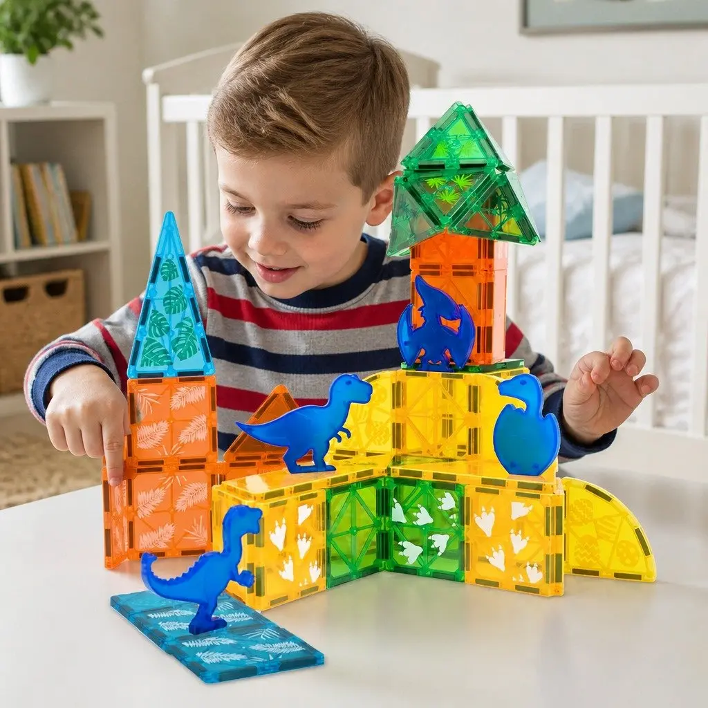 Dinosaur Magnetic Building Blocks 60 Pieces Multi-colour STEM Learning Toys