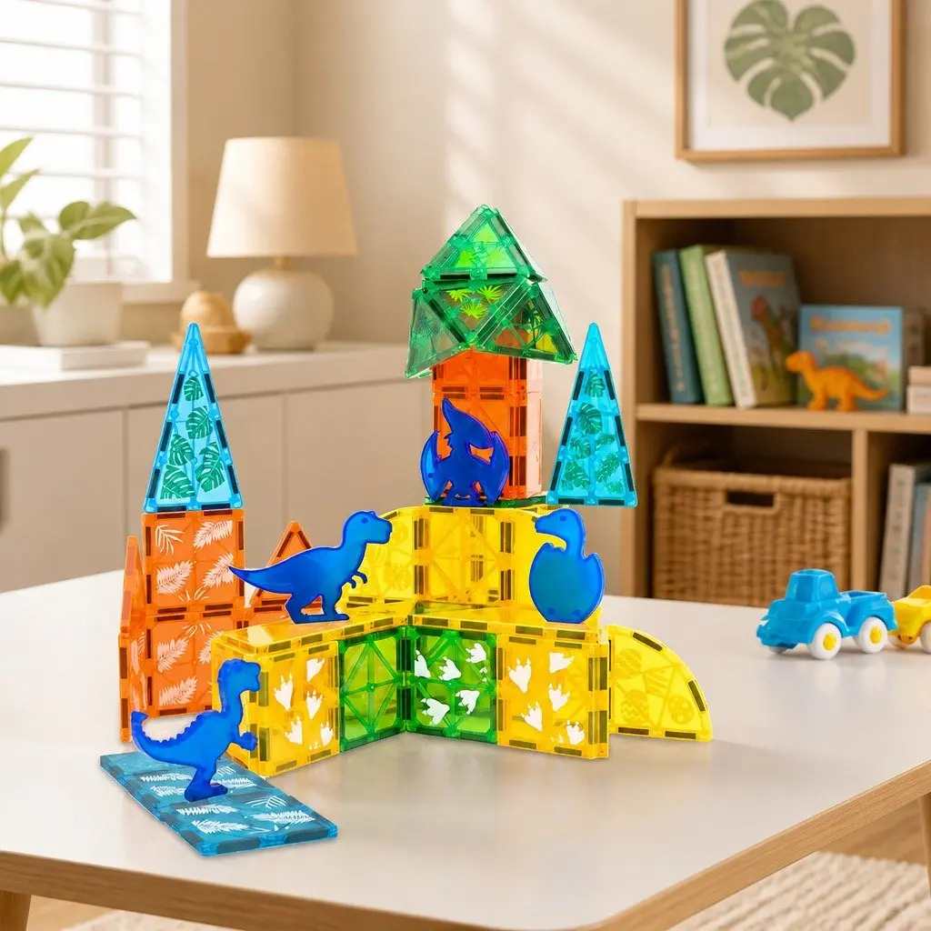 Dinosaur Magnetic Building Blocks 60 Pieces Multi-colour STEM Learning Toys