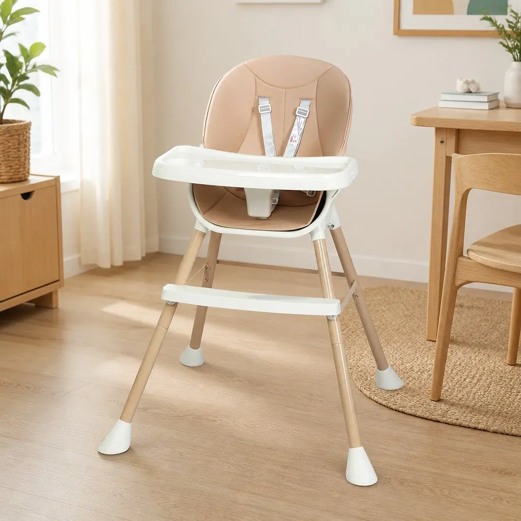 Baby High Chair 6-in-1 Convertible Removable Tray Safety Harness Pink