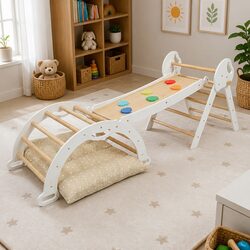 Kids Climbing Toy Set Triangle Arch Climber Indoor Play Frame Toddler Wooden