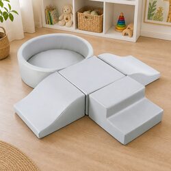 Kids Foam Climbing Blocks Playset 7Pcs Toddler Soft Play Set Ball Pit Slide