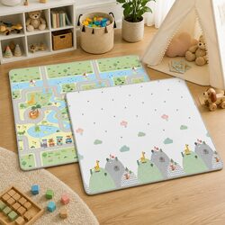 Kids Play Mat Baby Crawling Pad Folding Activity Mat Tummy Time Double-Sided