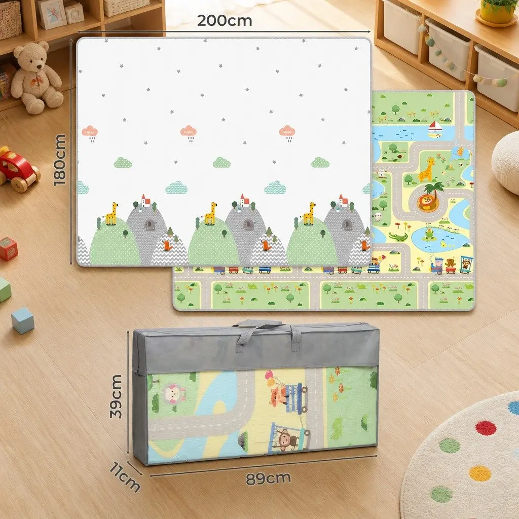 Kids Play Mat Baby Crawling Pad Folding Activity Mat Tummy Time Double-Sided