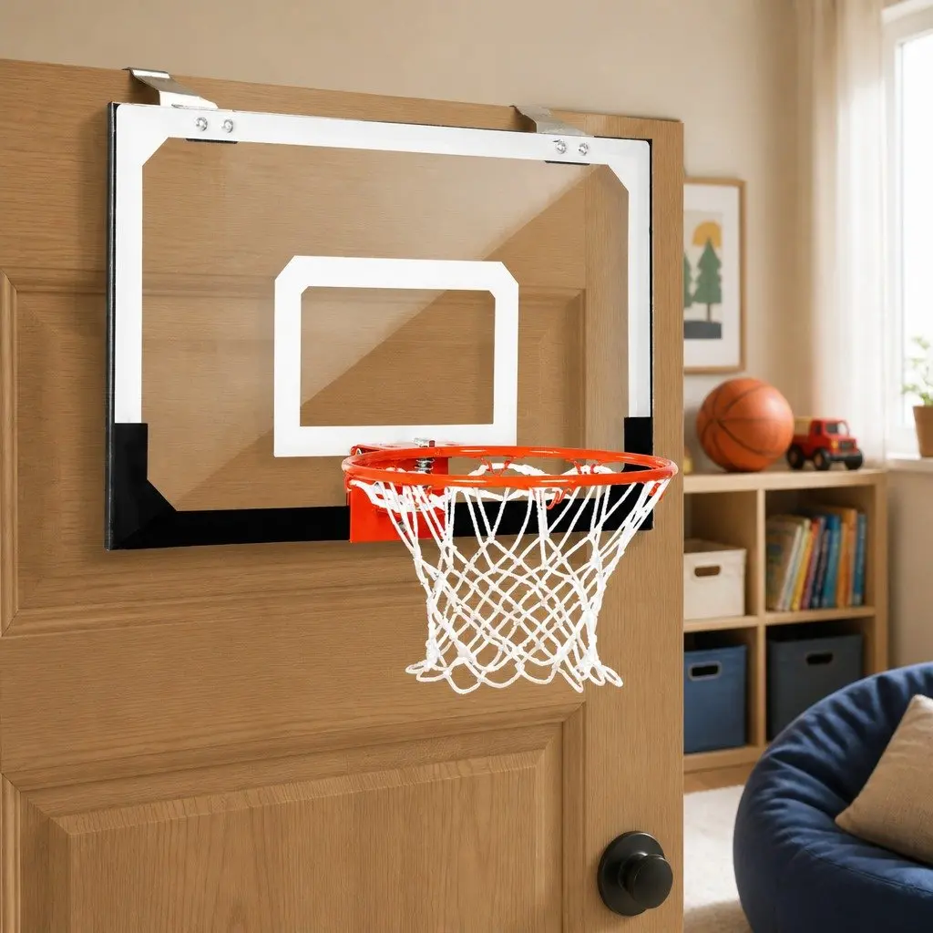 Mini Basketball Hoop Portable Indoor Over Door Shatterproof Net White Black