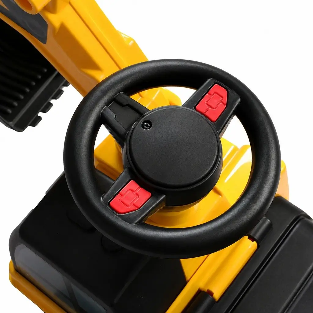 Kids Ride On Excavator Toy Digger Interactive Joystick Control Yellow Suitable for 12-36 Months