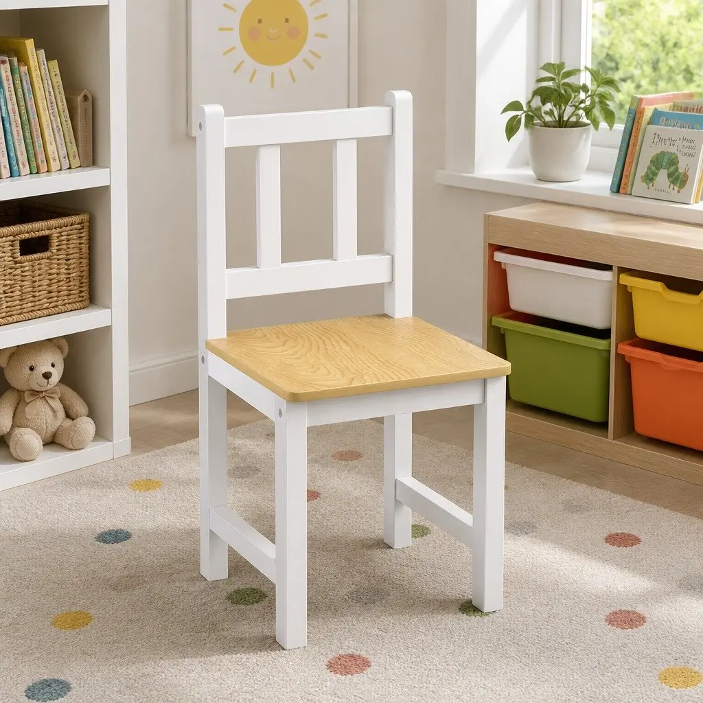 Kids Table and Chairs Set Wooden 3PCS Study Activity Play Craft Art Station White