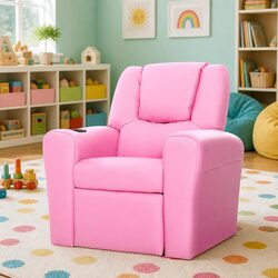 Kids Recliner Chair Pink PU Leather Sofa Lounge Couch Children Armchair Relax