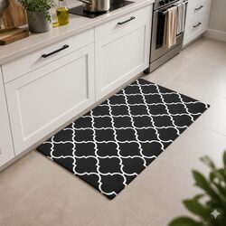 Kitchen Floor Mat 45x75cm Non-slip PVC Rug for Home Cooking Areas Black