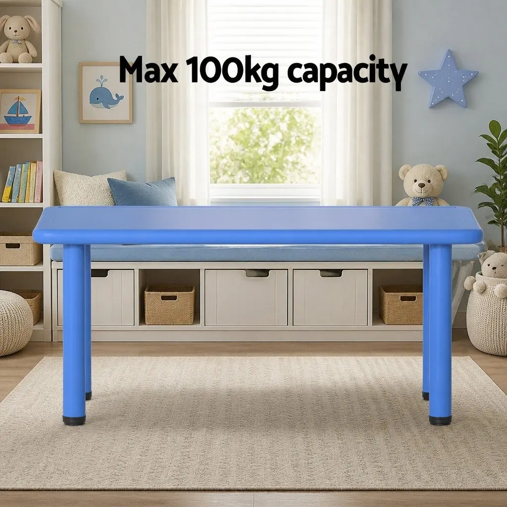 Kids Desk Activity Table Plastic Square 120x60cm Blue