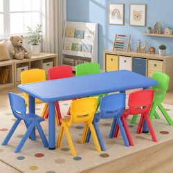 Kids Activity Table and Chairs Set 9 Piece Study Desk Stackable Seating