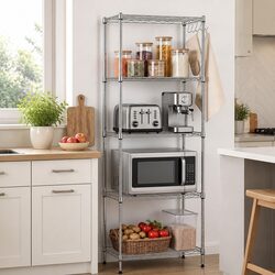 5-Tier Metal Kitchen Shelf Shelving Unit 60x35x150cm Adjustable Storage Rack