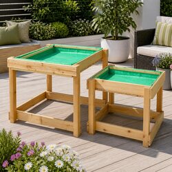 Kids Wooden Sandbox Water Table Outdoor Play Set Sand Pit 2-in-1 Toy 101cm