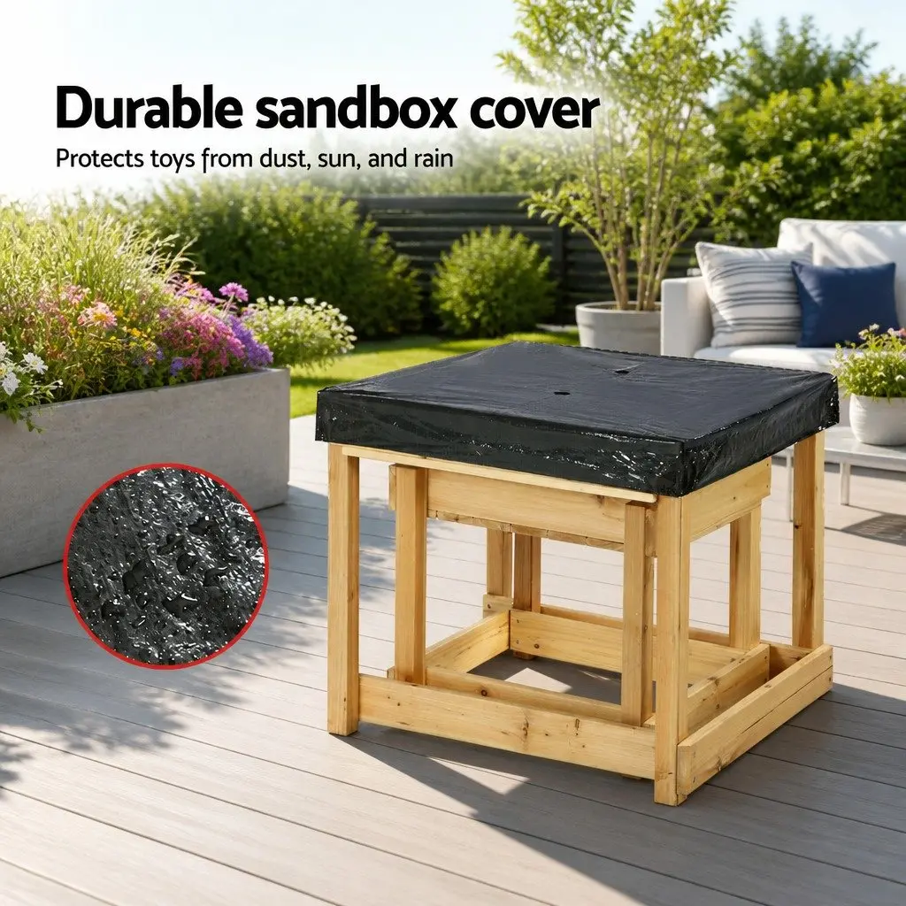 Kids Outdoor Play Set 2-in-1 Sandpit Water Table Natural Wood 101cm