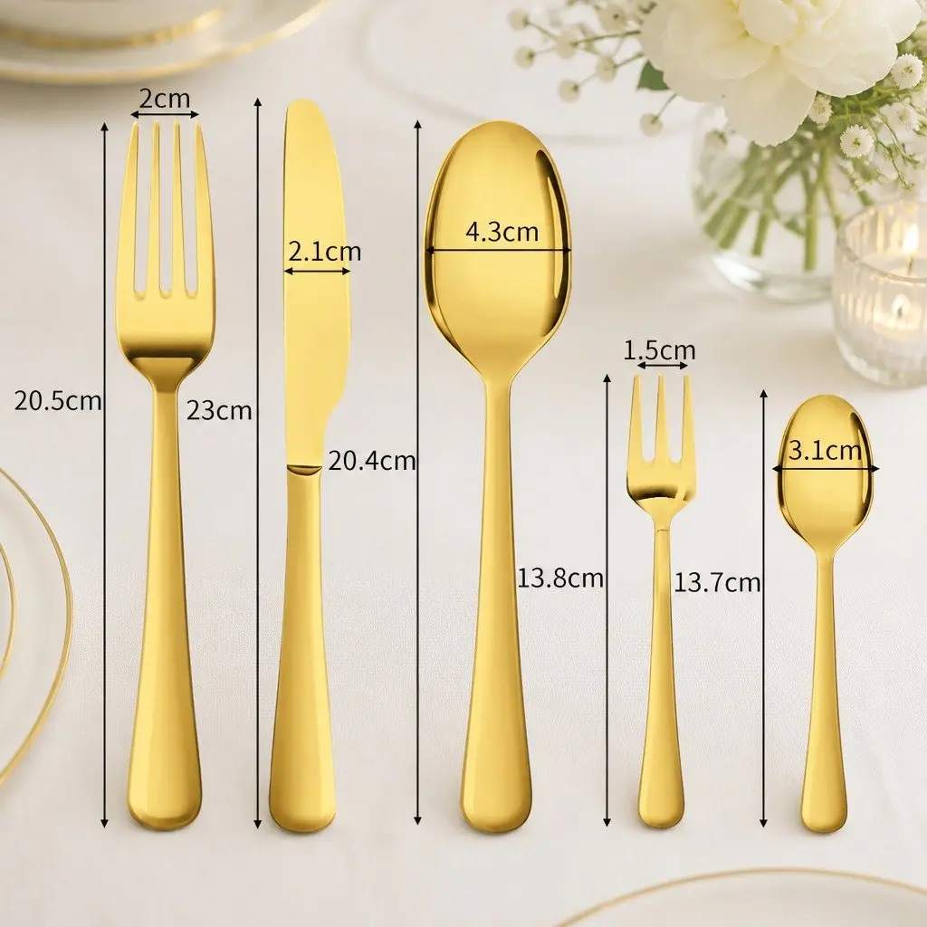 Stainless Steel Cutlery Set 30 Pieces Gold Dining Flatware Forks Knives Spoons