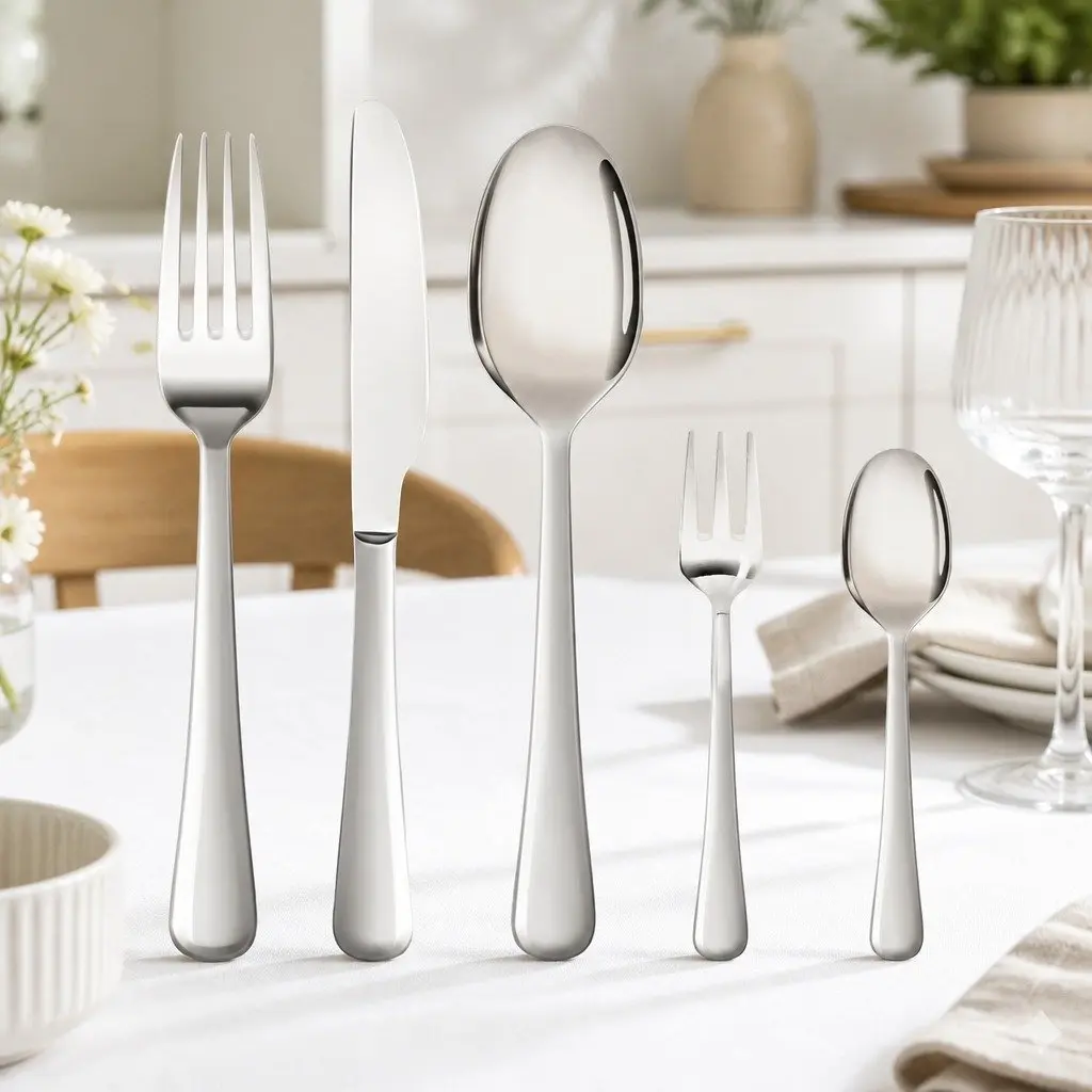 30 Piece Cutlery Set Stainless Steel Forks Knives Spoons Silver