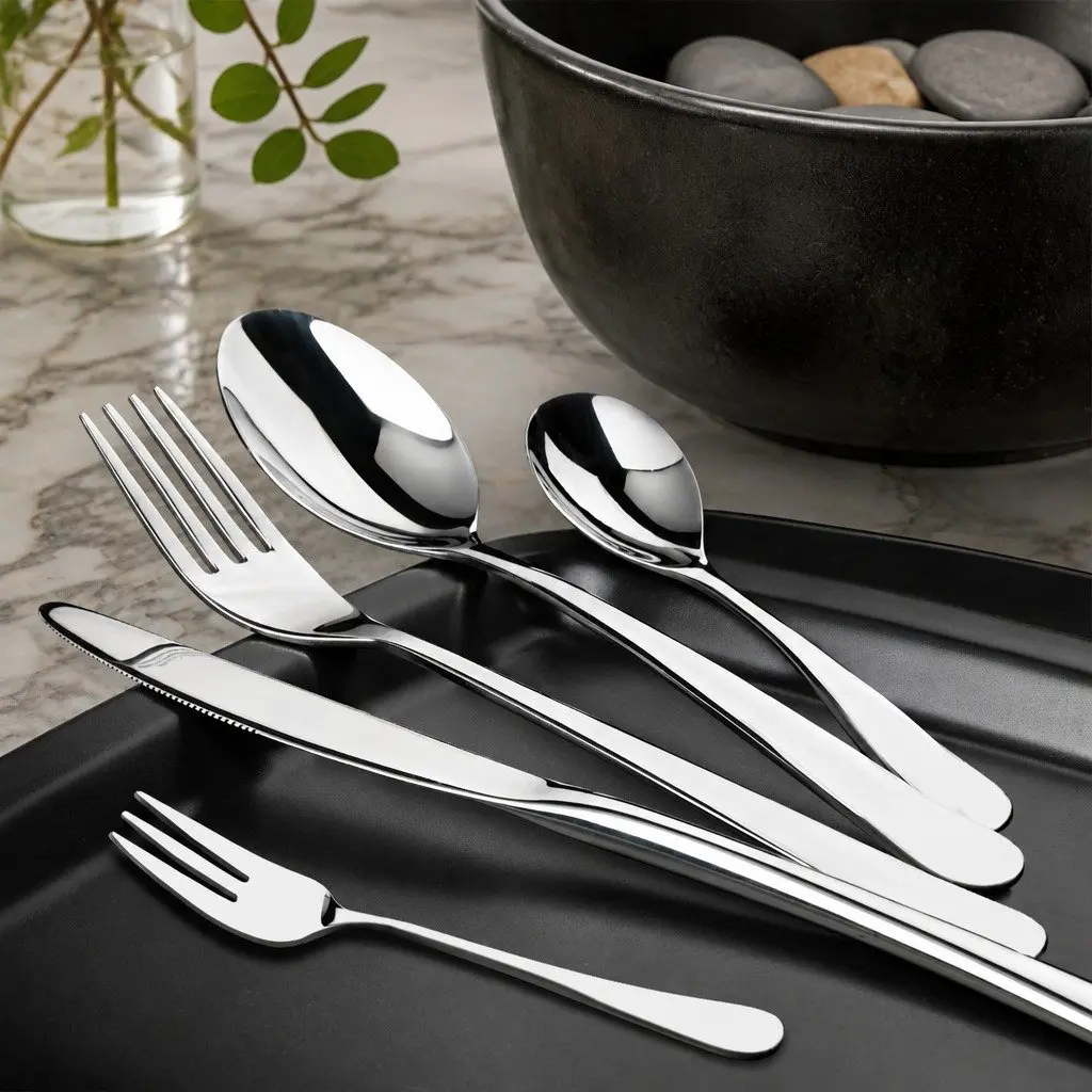 Cutlery Set 30 Pieces Stainless Steel Fork Knife Spoon Dining Tableware Silver