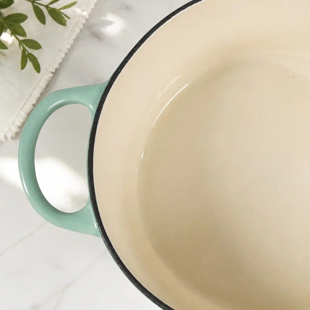 Cast Iron Dutch Oven Heavy Duty 4L Green Enamel Coating