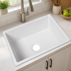 Granite Kitchen Sink White 45L Basin Top Mount Undermount Flush Mount Stone