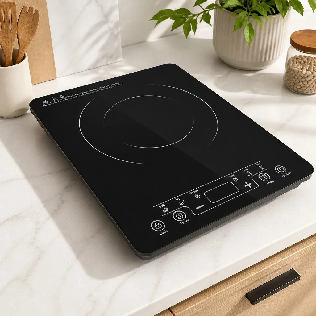 Single Burner Induction Cooktop Portable Electric Hot Plate 300W to 2000W Black