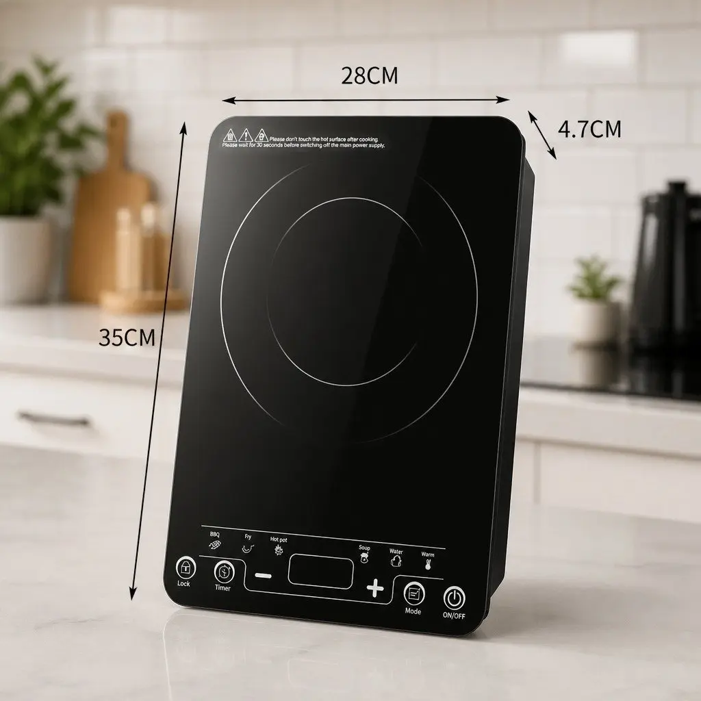 Single Burner Induction Cooktop Portable Electric Hot Plate 300W to 2000W Black