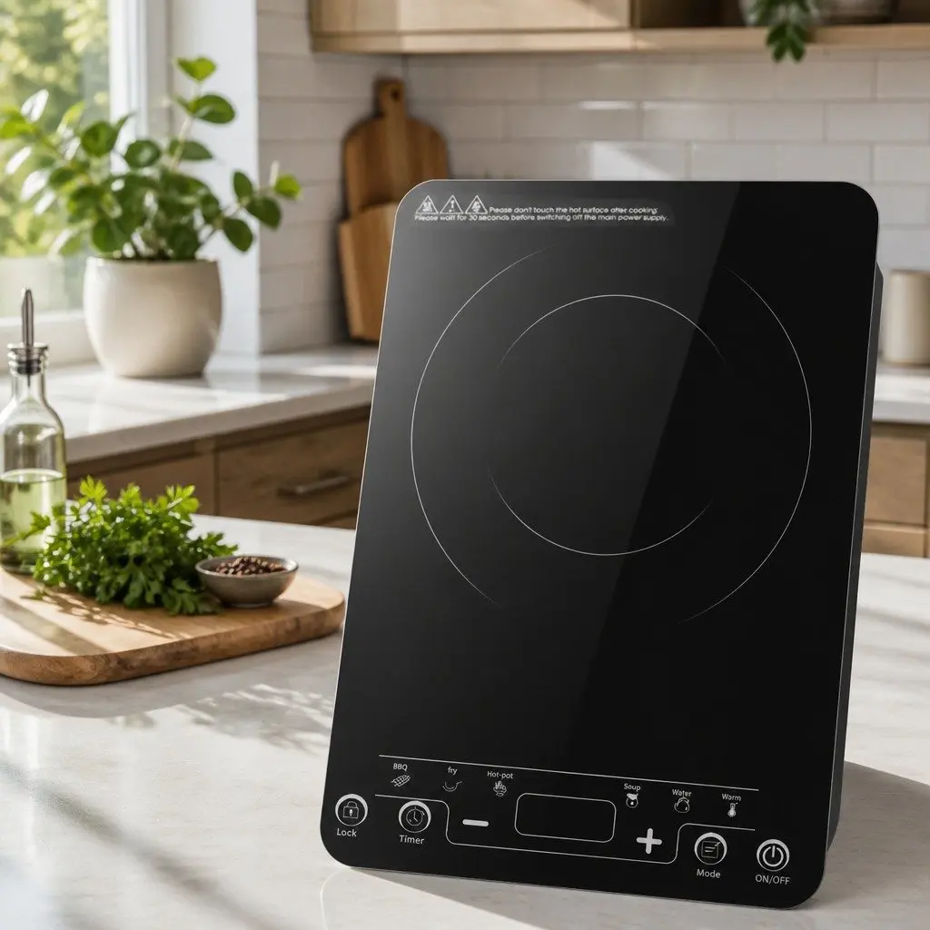 Single Burner Induction Cooktop Portable Electric Hot Plate 300W to 2000W Black