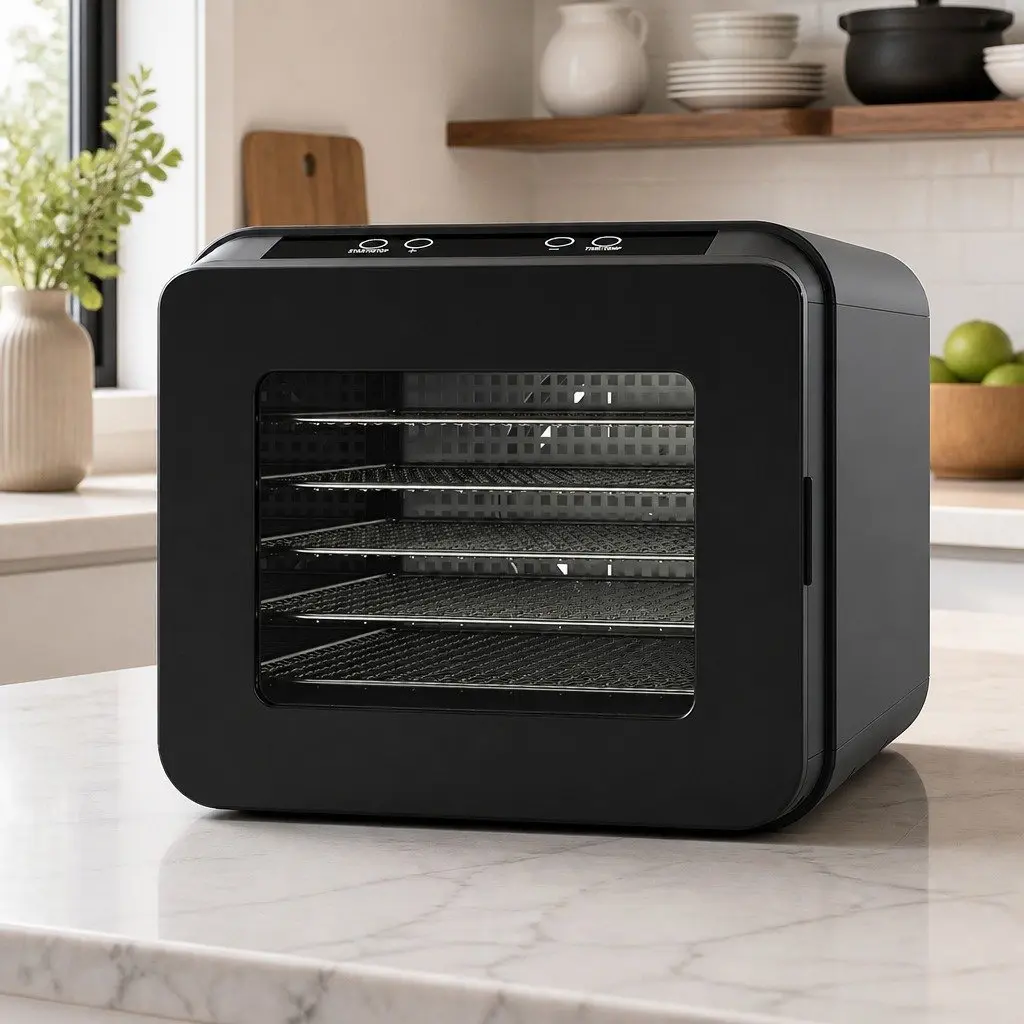 Food Dehydrator Digital Temperature Control 6 Stainless Steel Trays Black