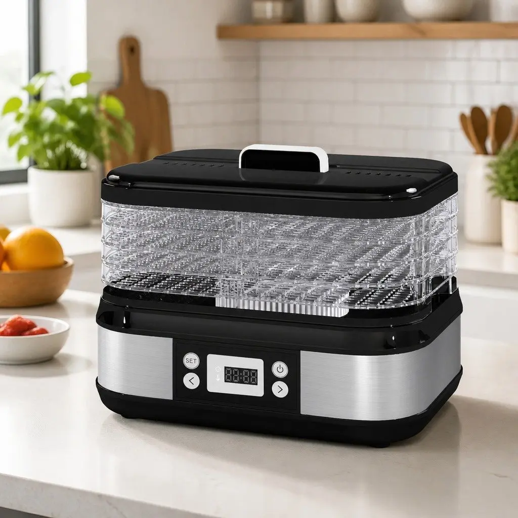 Food Dehydrator Stainless Steel 5 Tray Digital LED Controls Black